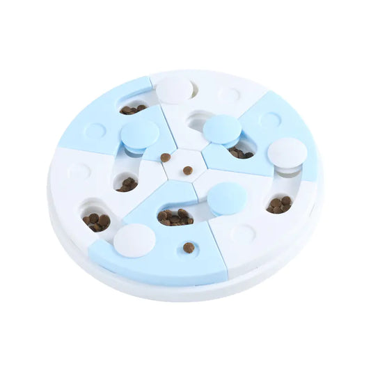 Blue and White Jigsaw Puzzle Pet Feeding Tray